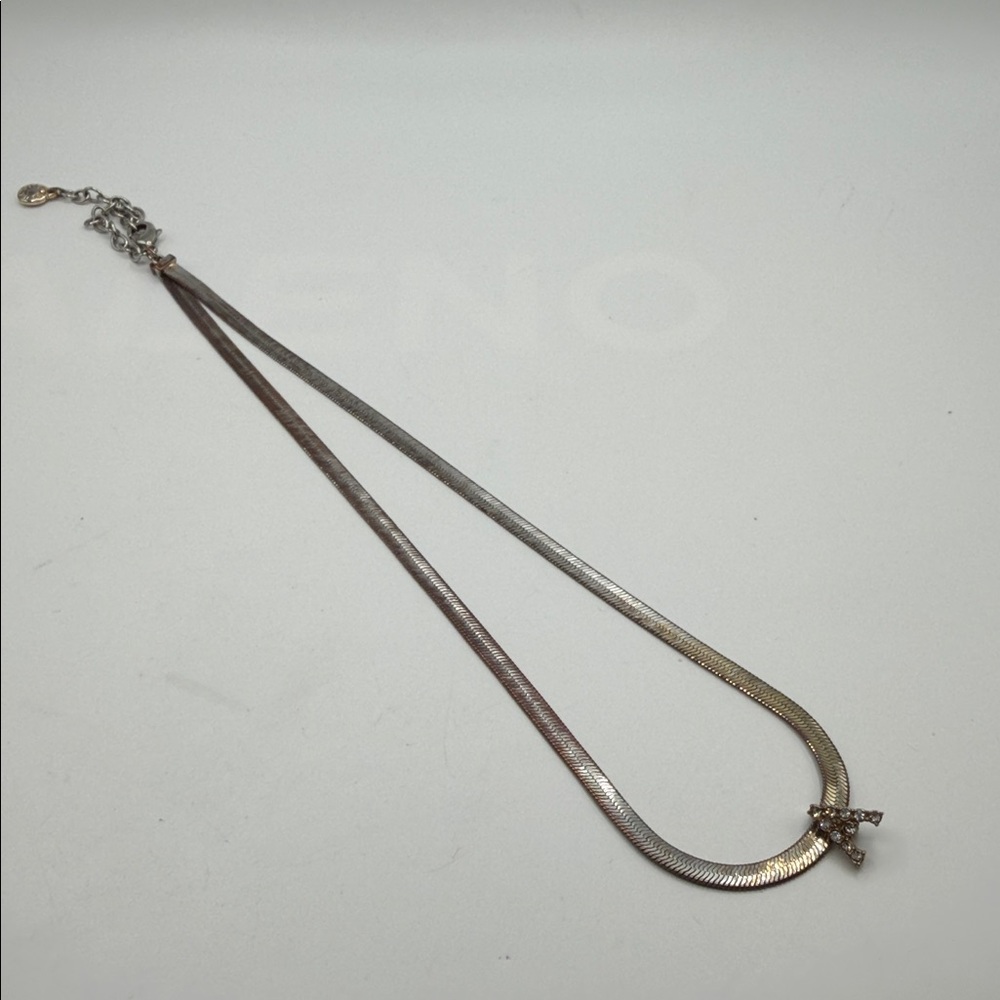 VTG BaubleBar Silver Tone Herringbone Initial "A" Pendant Necklace